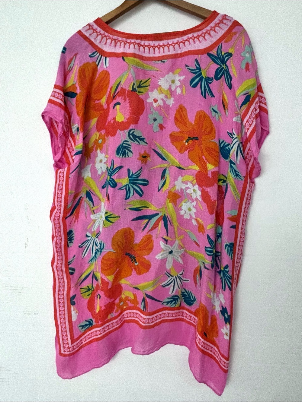 Spartina 449 Pink Tropical Floral Tassel Swimsuit Coverup Resort One Size - Picture 2 of 13